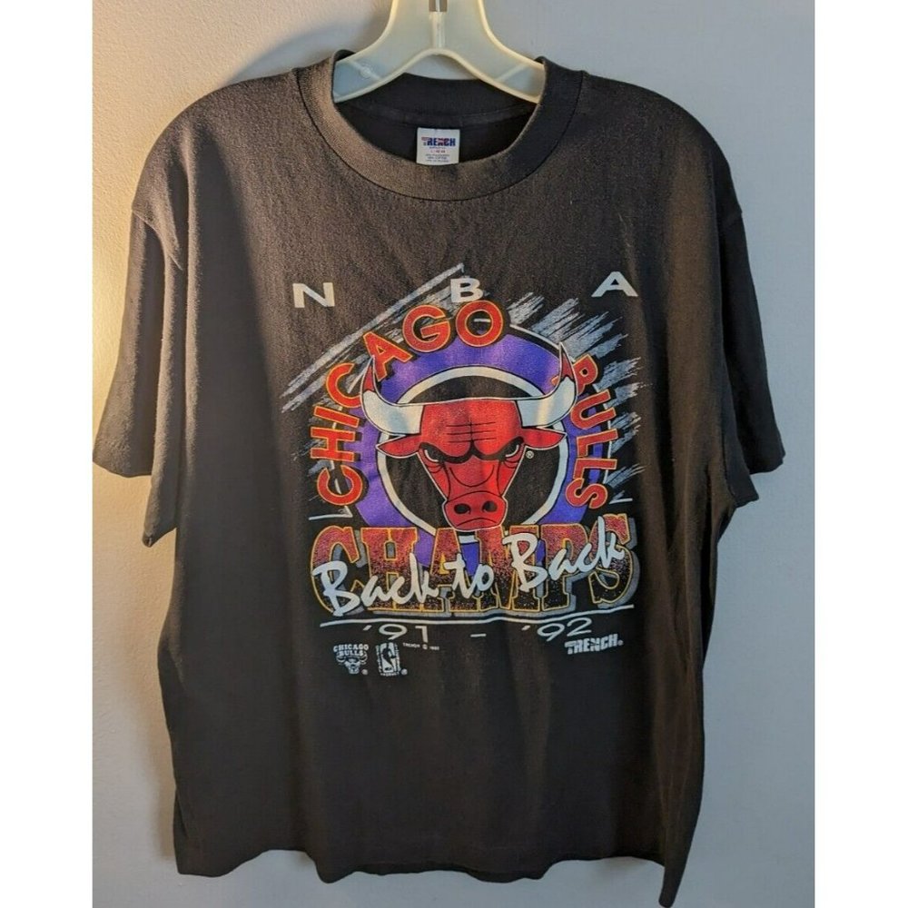 * 1991-1992 NBA Chicago Bulls Champs Back To Back Tshirt By Trench SS Size Large